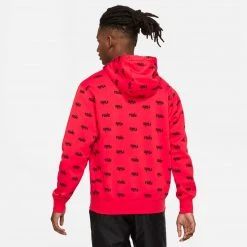 Nike Sportswear Allover Script Club Hoodie (Red/Black) APPAREL