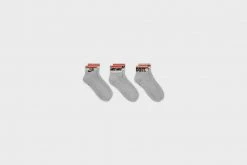 New Arrivals Nike Everyday Essential Ankle Socks (3 Pairs) (Grey/Black/Orange)