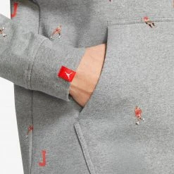 Jordan Jumpman Print Pullover Hoodie (Grey)