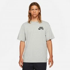 Nike SB Logo Skate T-Shirt (Dark Grey Heather/Black) New Arrivals