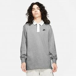 Nike Sportswear Rugby Polo (Grey Heather/White/White/Black)