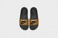 WMNS Nike Benassi JDI (Black/Black-Metallic Gold) SNEAKERS